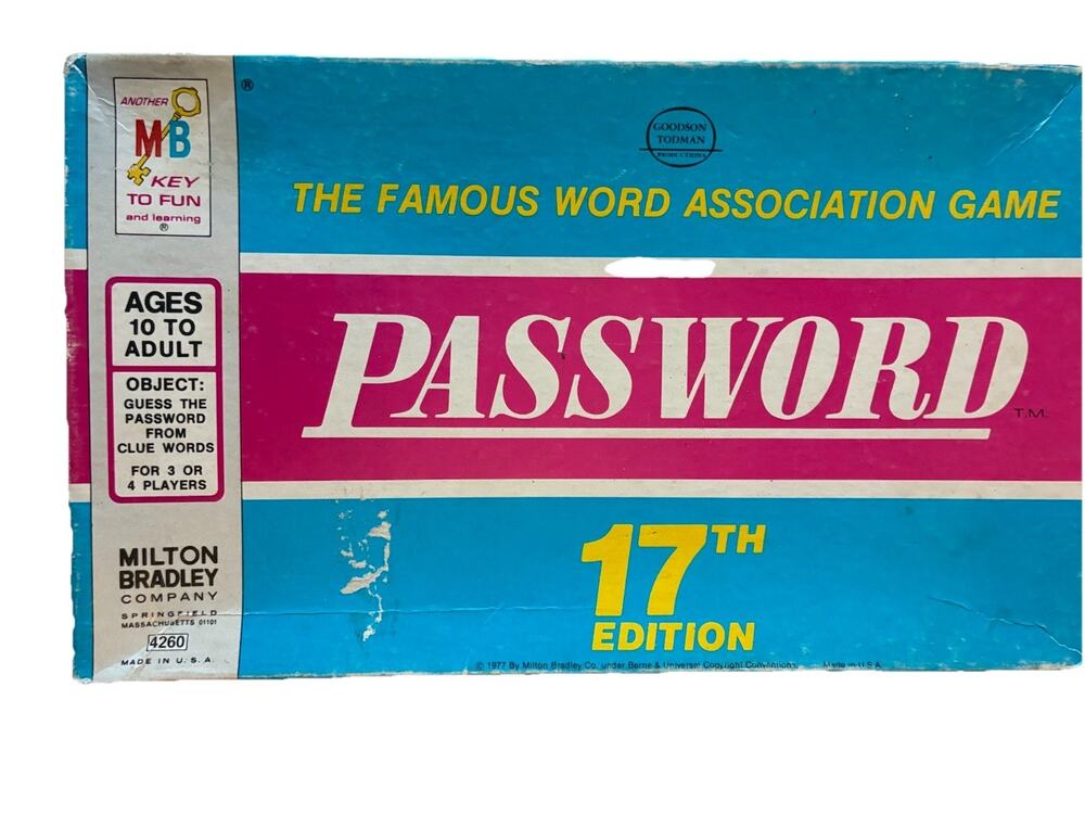 VTG PASSWORD Board Game Family Fun 17th Edition 1977 Complete Milton Bradley